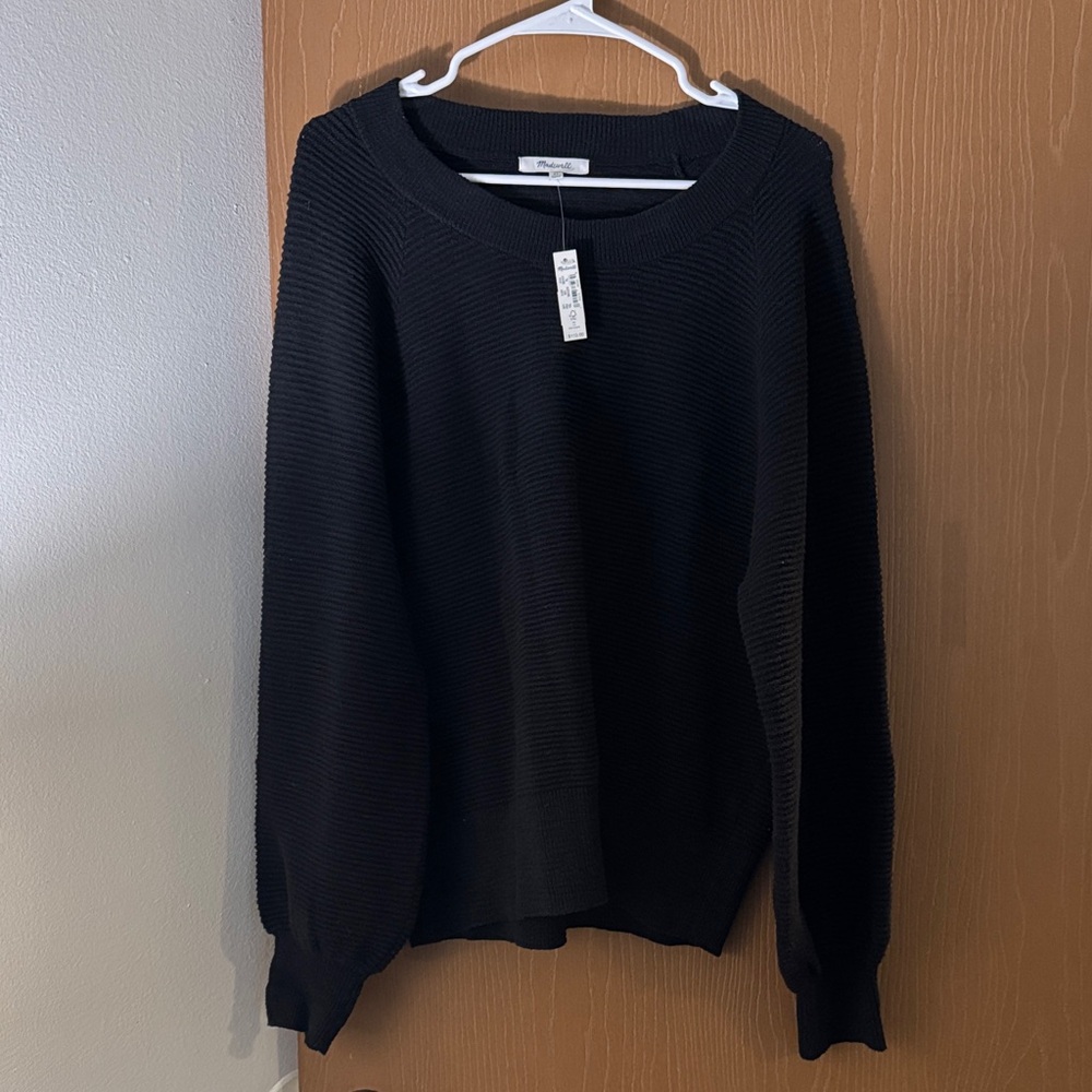 Madewell Ribbed Black Crewneck Sweater Size XL